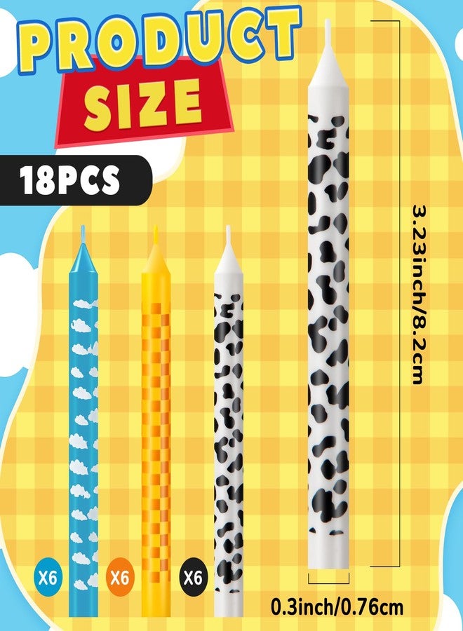 Conelist 18 Pcs Game Birthday Candles Cartoon Cake Toppers Blue Sky White Cloud Cow Chess Grid Pillar Rocket Cupcake Candles for Cartoon Themed Birthday Party Decorations Supplies - Image 2